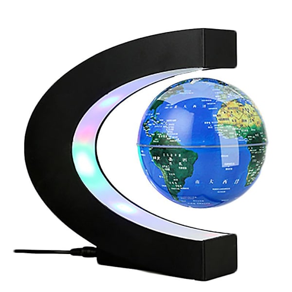 Flytande Globe Med Led Ljus C Form Magnetisk Flytande Globe Världskartadekoration