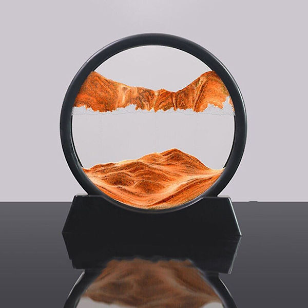 Moving Sand Art Picture Rund Glass Quicksand Painting 3D Deep Sea Sandscape Yellow