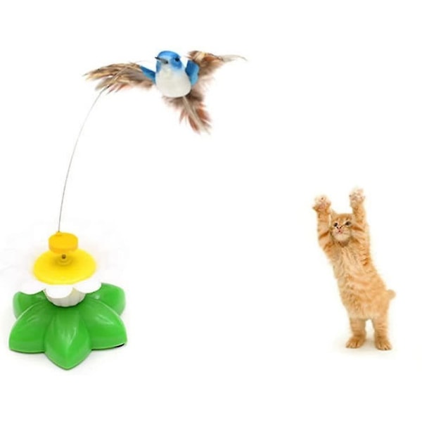 Fågelleksak for husdjurskatter, rolig roterande elektrisk flygande fågel interaktiv leksak med fästtejp, flerfärgad Xinda