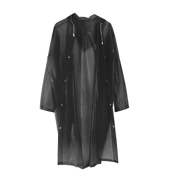 Unisex regnfrakke med hætte Poncho udendørs vandtæt regnjakke Sort