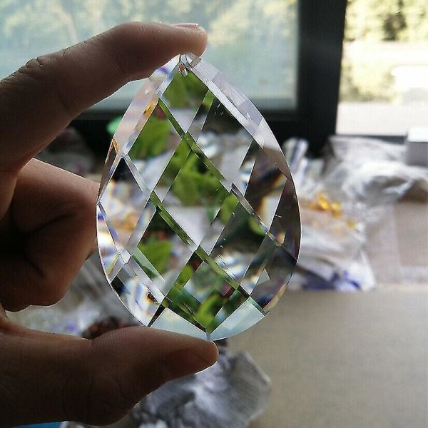 1 stk 80 mm rivedråpe krystall prisme solfanger klart glass lysekrone krystalldeler Gjør-det-selv-hengende anheng smykker spacer fasettert