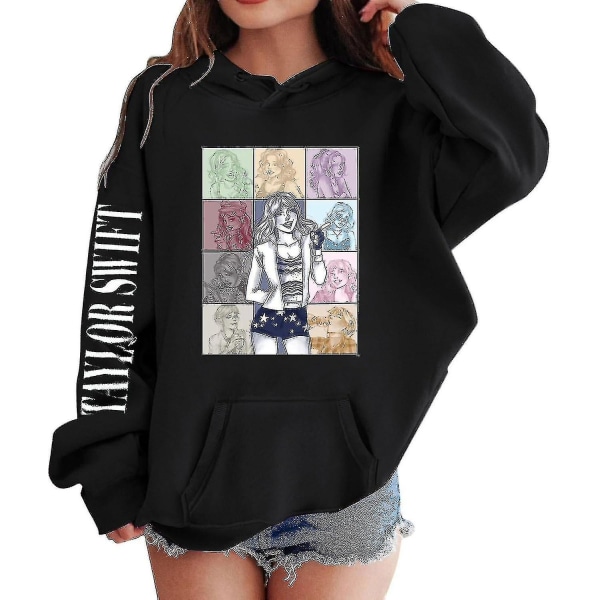 Luvtröjor för flickor 1989 Casual Taylor-tröja Barn Pojkar Swifts Pullover Konsertdräkt med huva för 4-14 år 05 black 12 to 13 Years