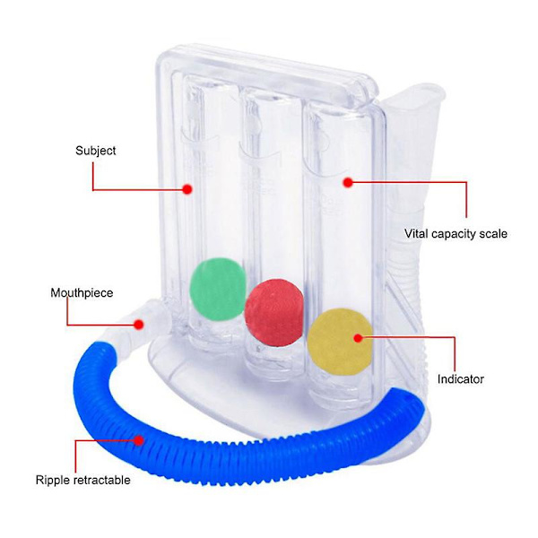 3 bollar Träning Spirometer Träning Andningsträning Kirurgi Rehabilitering Träning Träning för lungfunktionsförbättring Without box