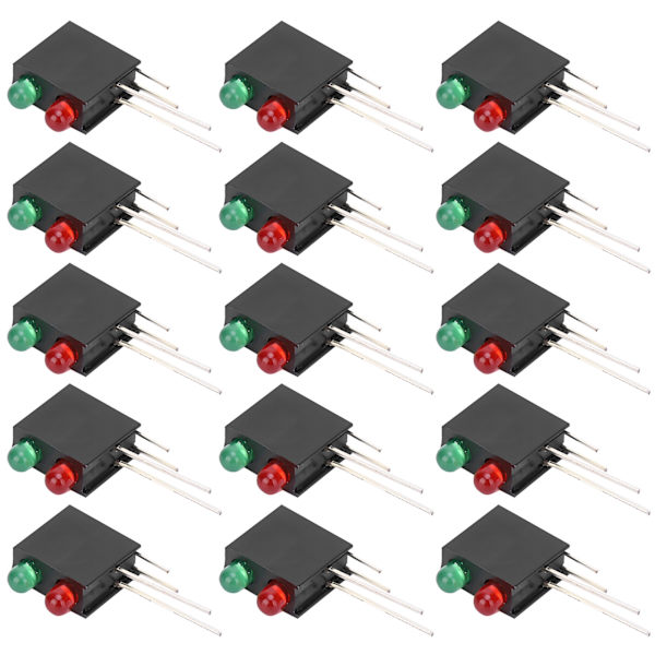 100 stk. sorte firkantede LED-holdere med dobbelte huller og buet base, 3 mm røde og grønne lys