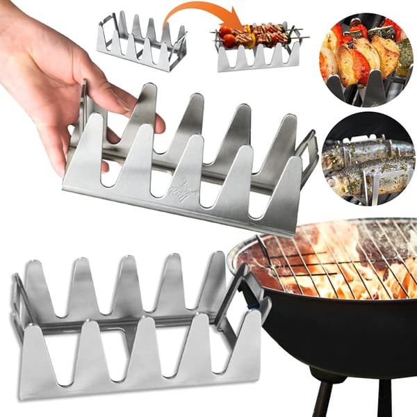 Kebabspydstativ i rustfritt stål Universal BBQ Grillholder Tilbehør