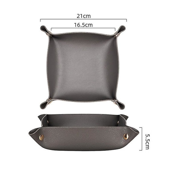Läderbetjänad bricka Organizer för smycken Snap Läder Catchall skål Tillbehör Förvaring Dump bricka J Large