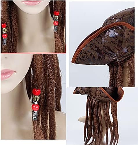 【BQ】Barn Buccaneer Karibisk TriCorn Pirathatt Dreadlocks Hår Ørering Patch Sett