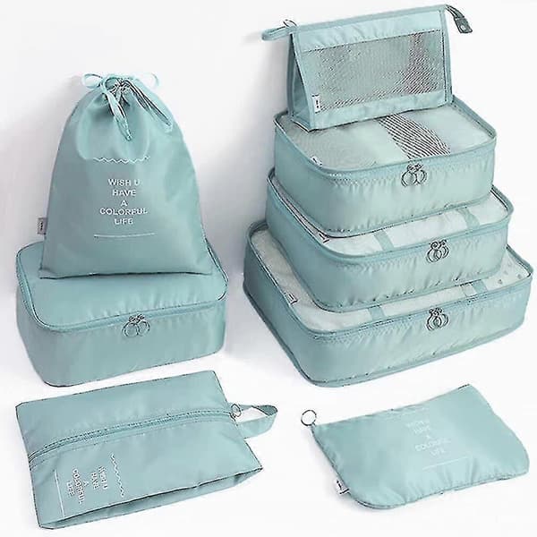 8-delars organiseringset bagage resväska förvaringsväskor packningskuber presenter Blue