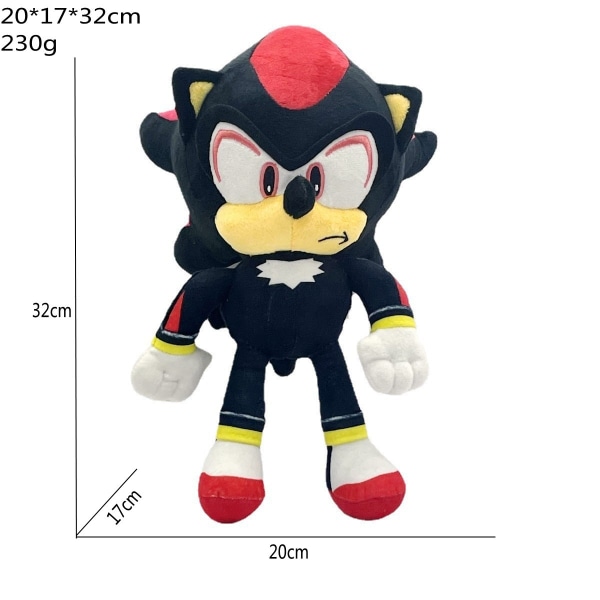 ny stil Plys 12 tommer Sonic The Hedgehog Plys Legetøj, Cute Sonic Shadow Plys Plys Legetøj til børn Fødselsdagsgaver og Ho