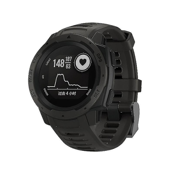 22 mm watch Silikonband Armbandsrem för Garmin Instinct Black