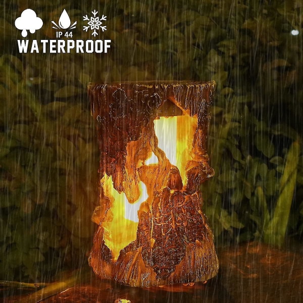 Solar Torch Light Led Simulering Flame Stump Light Vanntett Desktop Light