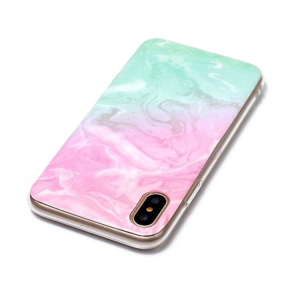 For Iphone X Rosa grønn marmormønster Tpu støtsikkert beskyttende bakdeksel