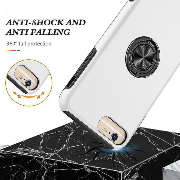 Magnetisk Ring Kickstand Stødsikkert telefoncover til Iphone 6 Plus (sort) Silver