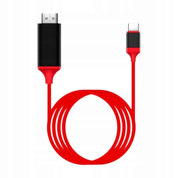 USB-C til HDMI-kabelkonverter, hurtig, 200 cm, HDMI til USB-C, rød