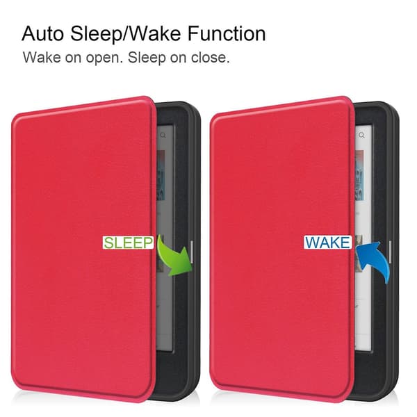【BQ】Caster Läderfodral för KOBO Clara Colour 2024 / BW Red