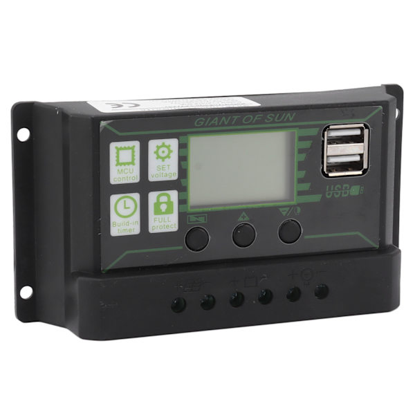Solar Charge Controller LCD-display Dobbelt USB-port PWM-opladning ABS 5V Solpanelregulator til solpaneler 80A
