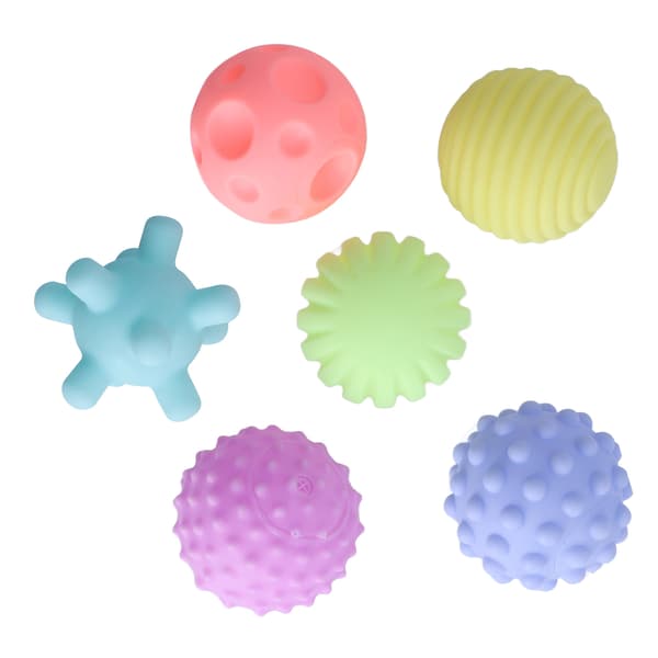 6 stk. Baby Teksturerede Sensoriske Bolde Bløde Elastiske Klemme Legetøj Flerfarvet Spædbarn Lege Sæt