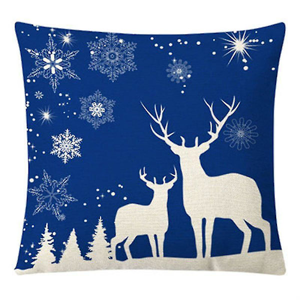 Julkuddfodral Set med 4 Linne Julkuddfodral 18 X 18" Xmas Design Kuddfodral för soffa