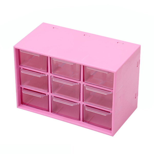 6/9 Grid Desktop Opbevaringsboks Smykkeskuffe Støvtæt Pearl Beads Organizer Rose Red Nine Grid