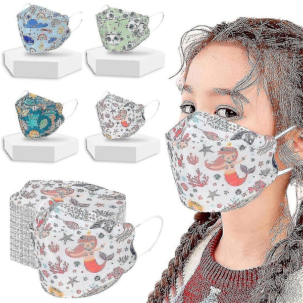 Ansiktsmasker för barn Kf94-masker Barn Kf94-masker Skyddsmasker Tecknad Kf94 engångsmasker 10PCS BLUE