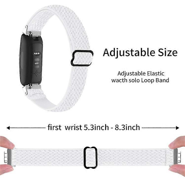 【BQ】Compatible Wave Pattern Woven Nylon Strap for Fitbit Inspire 3 - Replacement Band White