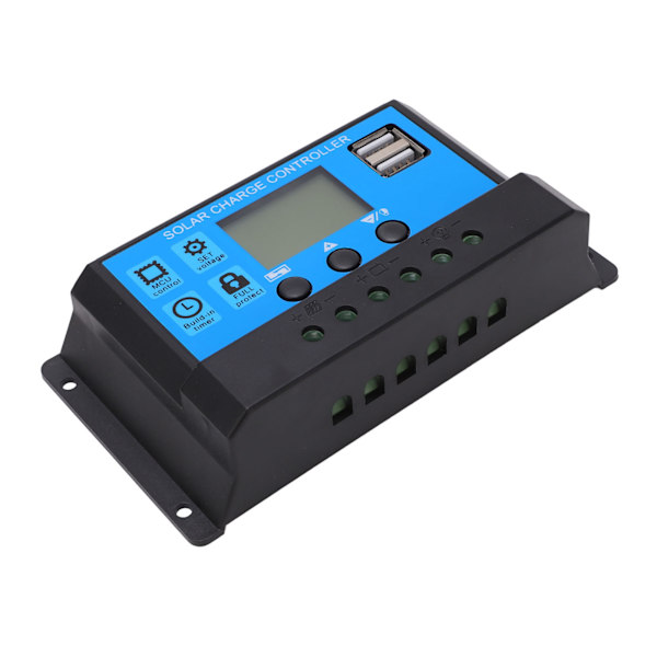 PWM Solar Panel Controller 30A 12V 24V LCD Display Smart Charge Discharge til LED Gadelys