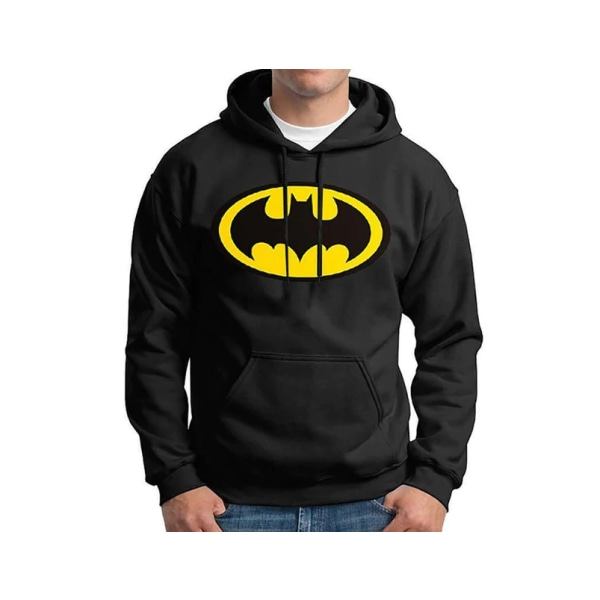Herrmode Superman Batman Hoodie Pullover Travel Huvtröja -Svart Storlek 2XL