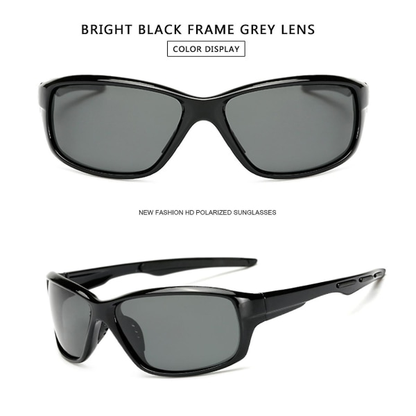 Polariserade solglasögon för män Anti-reflex Ridglasögon Skyddssportglasögon Black Grey