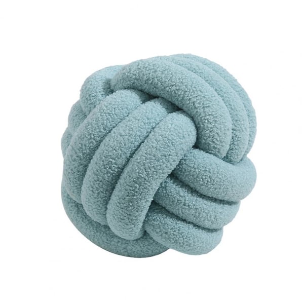 Knotted Ball Throw Pillow Ultra Soft Companionship Decorative Hand-woven Knotted Ball Lamb Velvet Sofa Cushion For Bathroom Light Blue