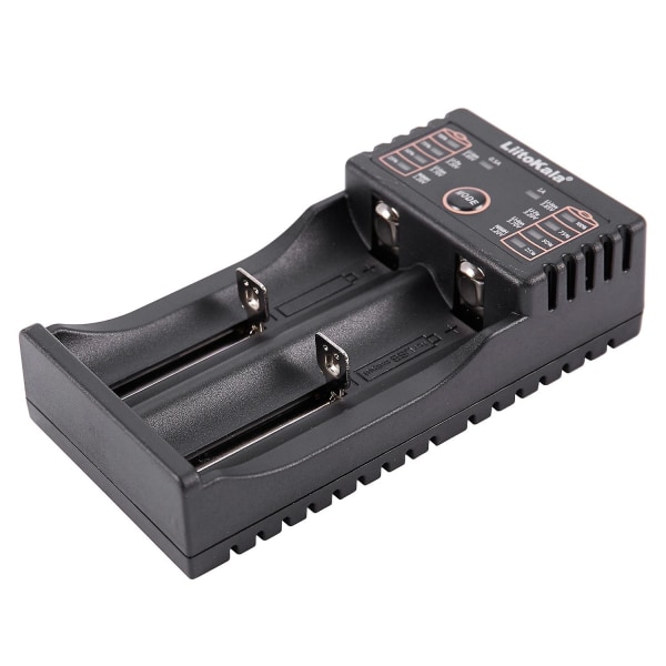 Lii-202 5v 2a batteriladdare för 18650 26650 16340 14500 Aa / Aaa Nimh litiumbatteri Black