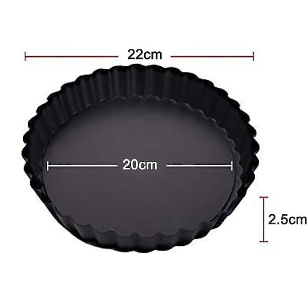 Torttupannu - 22 cm tarttumaton irrotettava löysäpohjainen quiche-pannu, uurrettu 2 pcs