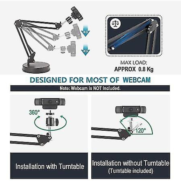 Webbkamerastativ 22 tums upphängd bom Saxarmsstativ med bas