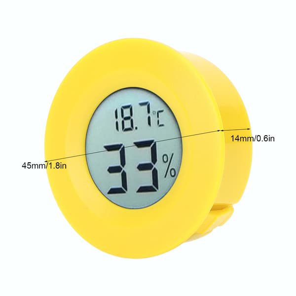 Mini Cirkulär Inbäddad Digital LCD Termometer Hygrometer Luftfuktighet Temperaturmätare Inomhus Gul