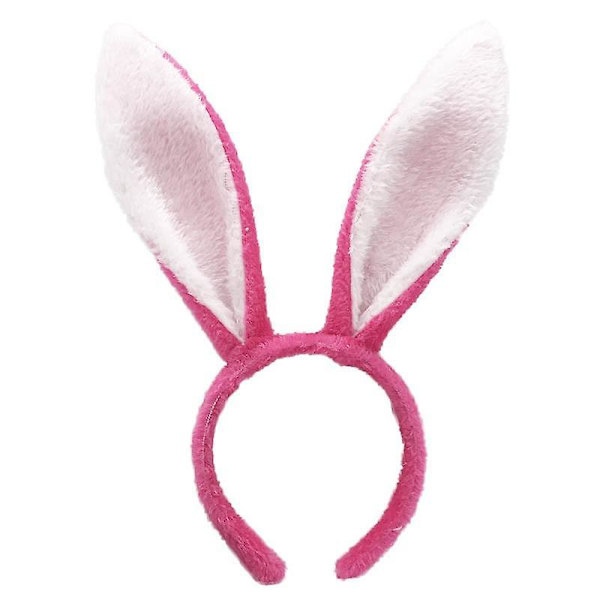 Sød kanin øre pandebånd påske voksne børn rekvisitter Plys hårbånd Bunny ear hårbånd Fest kostume dekorationer Hår tilbehør hvid rose rød white rose red