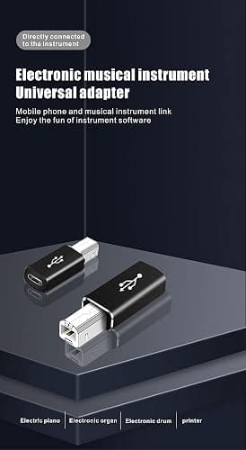 【BQ】USB C–USB B -sovitin (2 kpl), yhteensopiva tulostimien, MIDI-laitteiden kanssa