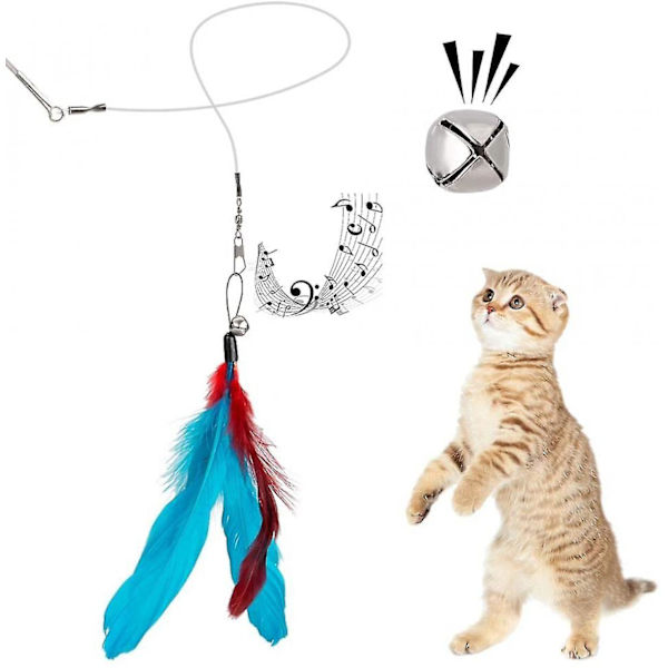 Kattfjäderleksak, 2st infällbara kattspöleksaker och 10st ersättningsteaser med Bell Refills, Interactive Catcher Teaser och rolig övning