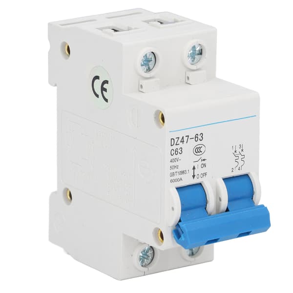 2P Strømafbryder Pa66 Kortslutningsbeskytter DIN-skinne Montering 400V 63A Brydeevne 4500A/6000A Universal