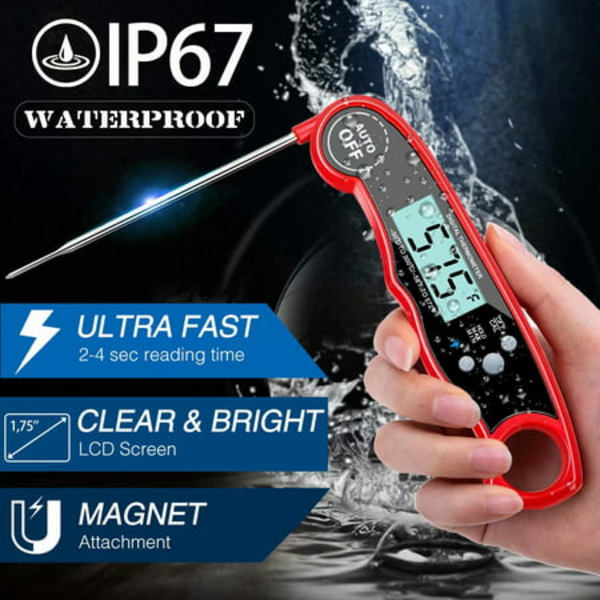 Instant Read Digital Food Thermometer med LCD-skärm med stark bakgrundsbelysning