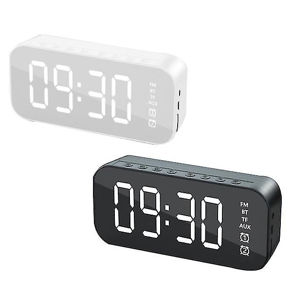 Mini Multi-funktion trådlös Bluetooth Audio Mirror Väckarklocka Smart Speaker White