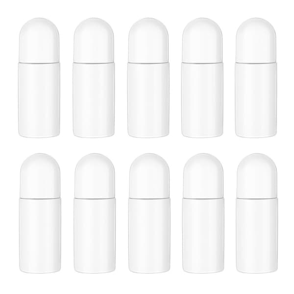10-pack 50 ml plastflaskor med roll-on, påfyllningsbara deodorantflaskor för eteriska oljor, parfym, kosmetika