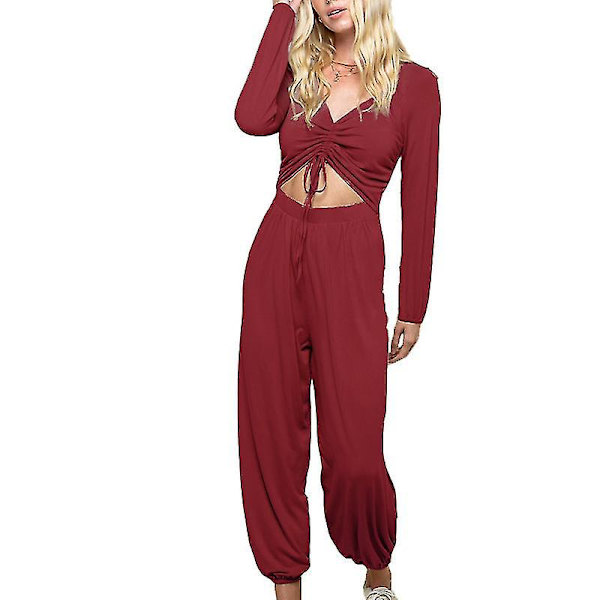 Sexig Höst Jumpsuit För Dam Red wine XL