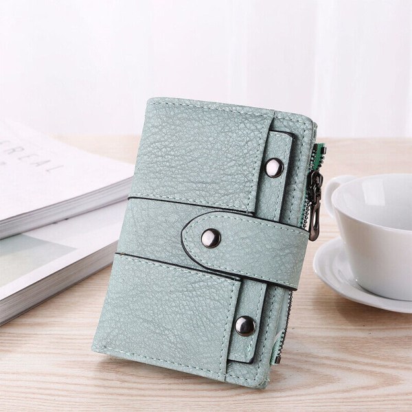 Den nya Mode hopfällbar liten plånbok Dam Plånbok för korthållare i läd Light Green