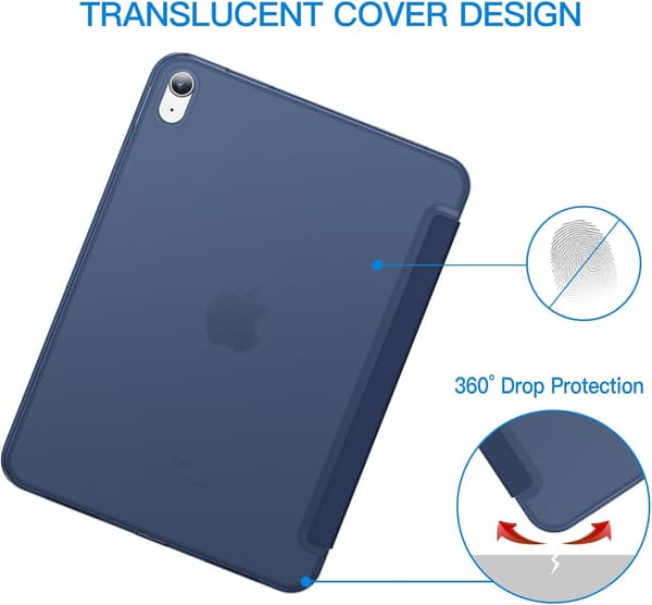 【BQ】iPad (A16) 11th/10th Generation (2025/2022) Protective Case, Ultra-thin Stand Hard Shell with Auto Wake/Sleep Function-X[GKS] Djup Marinblå