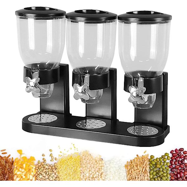 2L korndispenser, plastik tørfoder korndispenserbeholder 3 rum