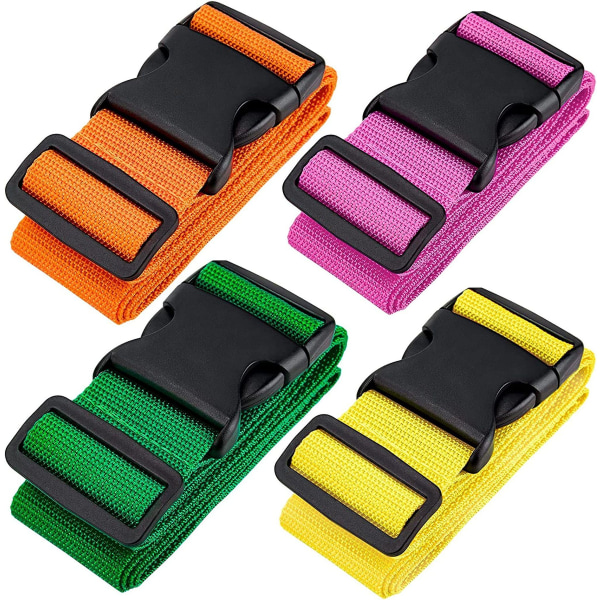4 delers bagasjestropp Premium bagasjestroppsett Justerbar bagasjestropp Sklisikker bagasjestropp 5x200 Cm 4 lyse farger