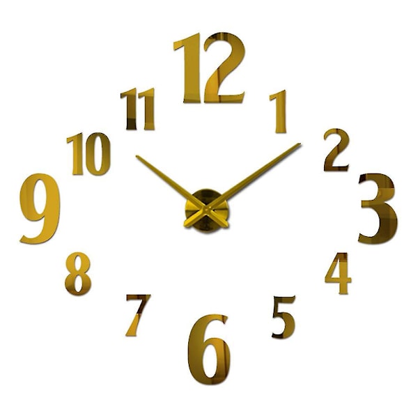 Tee itse seinäkello moderni hiljainen suuri seinäkello peili seinätarra kello 3d tarra kotitoimiston sisustus gold 100-120cm