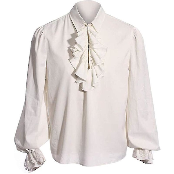 Mens Medieval Victorian Steampunk Shirt Costume white XL