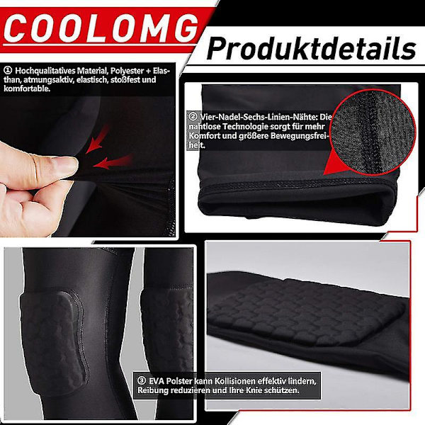 Basketball Leggings With Knee Pad For Men 3/4 Compression Trousers Sports Trousers Multi-way White M