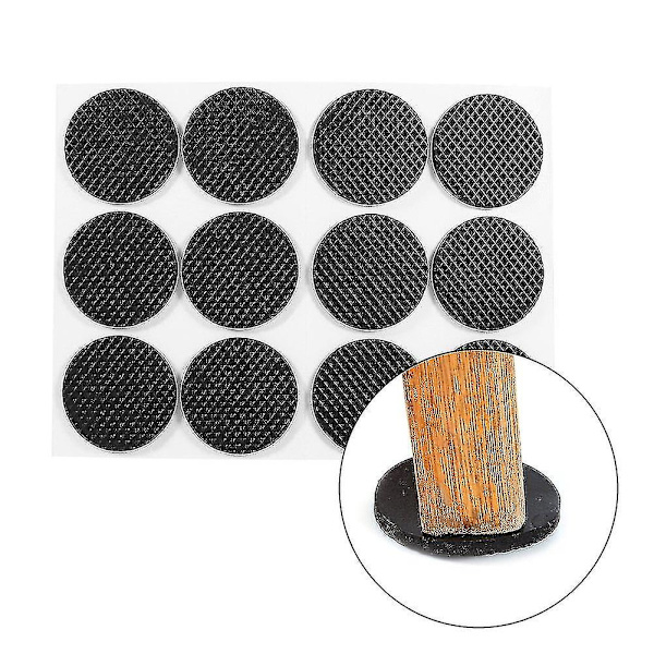 Sklisikker selvklebende gummifotputer Sort Funiture Stolputer Protector Gulvbeskyttere Round 12pcs