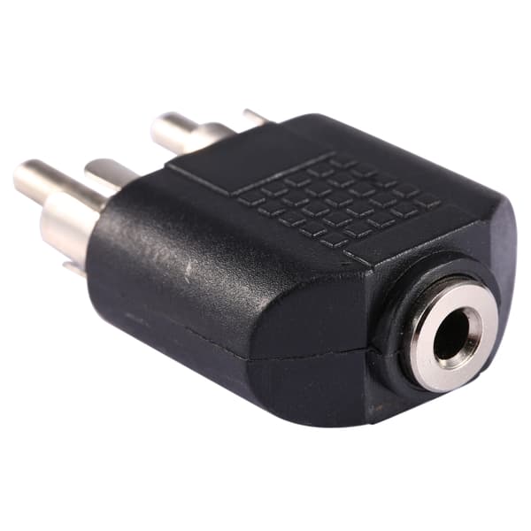 3,5 mm hunkontakt til dobbelt RCA han-splitteradapter